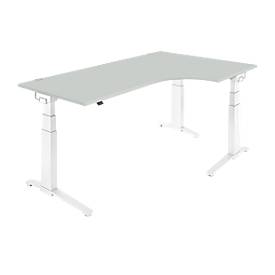 Schäfer Shop Genius Schäfer Shop  Genius Hoekbureautafel 90° PLANOVA ERGOSTYLE, aanbouw rechts, tweetraps elektrisch in hoogte verstelbaar, B 2000 mm, lichtgrijs/wit