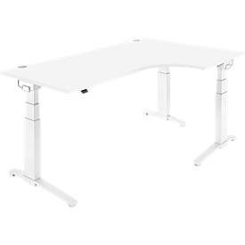 Schäfer Shop Genius Schäfer Shop  Genius Hoekbureautafel 90° PLANOVA ERGOSTYLE, aanbouw rechts, tweetraps elektrisch in hoogte verstelbaar, B 2000 mm, wit/wit