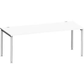 Schäfer Shop Genius Schäfer Shop  Genius Bureautafel MODENA FLEX, 4-poot ronde buis, B 2000 x D 1000 mm, wit/blank aluminium
