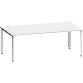 Schäfer Shop Genius Bureau MODENA FLEX, rechthoekig, 4-poots vierkante buis, B 2000 x D 1000 x H 720-820 mm, aluminium lichtgrijs/wit