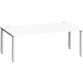Schäfer Shop Genius Bureau MODENA FLEX, rechthoekig, 4-poots vierkante buis, B 2000 x D 1000 x H 720-820 mm, wit/blank aluminium