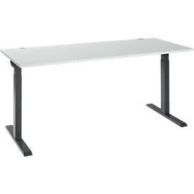 Schäfer Shop Select ERGO-T 2.0 bureau, rechthoekig, T-voet, B 1800 x D 800 x H 675-895 mm, lichtgrijs/antraciet