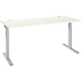 Schäfer Shop Select ERGO-T 2.0 schrijftafel, rechthoekig, T-voet, B 1800 x D 800 x H 675-895 mm, wit/wit aluminium