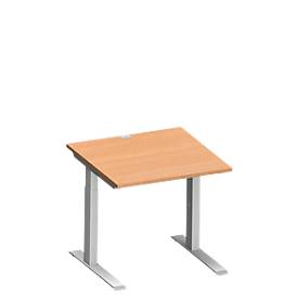 Schäfer Shop Genius MODENA FLEX bureau, C-poot rechthoekige buis, B 800 x D 800 mm, beuken/wit aluminium