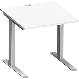 Schäfer Shop Genius MODENA FLEX bureau, C-poot rechthoekige buis, B 800 x D 800 mm, wit/wit aluminium