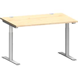 Schäfer Shop Genius MODENA FLEX bureau, T-poot ronde buis, B 1200 x D 800 mm, ahorn/wit aluminium