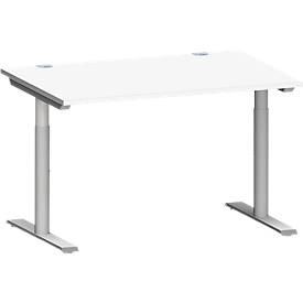 Schäfer Shop Genius MODENA FLEX bureau, T-poot ronde buis, B 1200 x D 800 mm, wit/wit aluminium