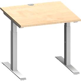 Schäfer Shop Genius bureau MODENA FLEX, vierkant, T-voet rechthoekige buis, B 800 x D 800 x H 650-850 mm, ahorn/wit aluminium