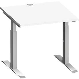 Schäfer Shop Genius bureau MODENA FLEX, vierkant, T-voet rechthoekige buis, B 800 x D 800 x H 650-850 mm, wit/wit aluminium