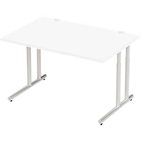 Schäfer Shop Select Desk COMBITEC, rechthoekig, C-poot, B 1200 x D 800 x H 677-817 mm, wit/wit aluminium