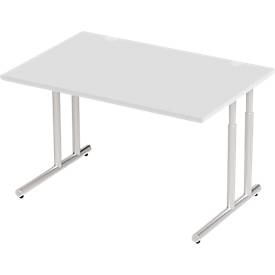 Schäfer Shop Select Desk COMBITEC, rechthoekig, C-poot, B 1200 x D 800 x H 677-817 mm, aluminium lichtgrijs/wit