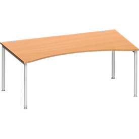 Schäfer Shop Genius Schäfer Shop  Genius Bureautafel MODENA FLEX, met cockpitblad, 4-poot ronde buis, B 1800 x D 800/1000 mm, beuken
