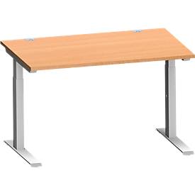 Schäfer Shop Genius bureau MODENA FLEX, C-voet rechthoekige buis, B 1200 x D 800 mm, beuken/wit aluminium