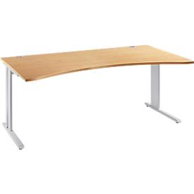 Schäfer Shop Pure Bureautafel Planova Basic, met cockpitblad, C-poot, B 1800 mm, D 800/1000 mm,