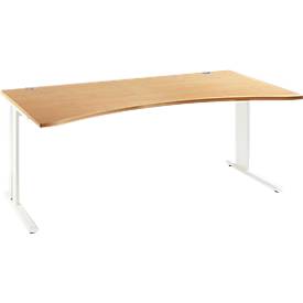 Schäfer Shop Pure Bureautafel Planova Basic, met cockpitblad, C-poot, B 1800 mm, D 800/1000 mm, beukenpatroon/wit