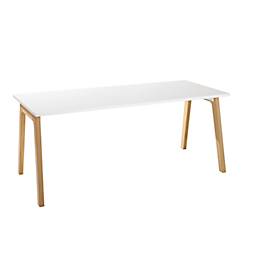 Schäfer Shop Select Start Off Houten bureau, rechthoekig, A-poot, B 1800 x D 800 x H 735 mm, wit/houtlook