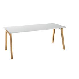 Schäfer Shop Select Start Off Houten bureau, rechthoekig, A-poot, B 1800 x D 800 x H 735 mm, lichtgrijs/houtlook