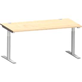 Schäfer Shop Genius MODENA FLEX bureau, T-poot ronde buis, B 1600 x D 800 mm, ahorn/wit aluminium