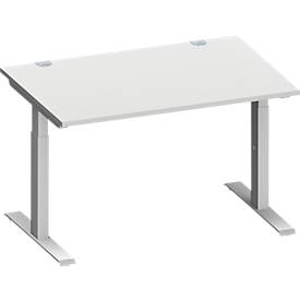 Schäfer Shop Genius bureau MODENA FLEX, rechthoekig, T-poot rechthoekige buis, B 1200 x D 800 x H 650-850 mm, lichtgrijs/wit aluminium