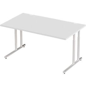 Schäfer Shop Select Desk COMBITEC, rechthoekig, C-poot, B 1600 x D 800 x H 677-817 mm, aluminium lichtgrijs/wit