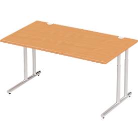 Schäfer Shop Select Desk COMBITEC, rechthoekig, C-poot, B 1600 x D 800 x H 677-817 mm, beuken/wit aluminium
