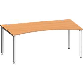 Schäfer Shop Genius Schäfer Shop  Genius Bureautafel MODENA FLEX, met cockpitblad, 4-poot vierkante buis, breedte 1800 mm, beuken/wit