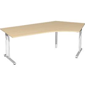 Hoekbureautafel 135° PALENQUE, C-poot, hoek rechts, B 2165 x D 800/1130 x H 720 mm, esdoorn