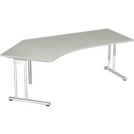 Hoekbureautafel 135° PALENQUE, C-poot, hoek links, B 2165 x D 800/1130 x H 720 mm, lichtgrijs