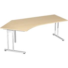 Hoekbureautafel 135° PALENQUE, C-poot, hoek links, B 2165 x D 800/1130 x H 720 mm, esdoorn