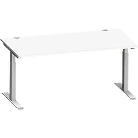 Schäfer Shop Genius bureau MODENA FLEX, rechthoekig, T-poot rechthoekige buis, B 1600 x D 800 x H 650-850 mm, wit/wit aluminium