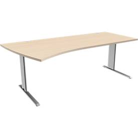 Schäfer Shop Pure Schäfer Shop  Pure Bureautafel PLANOVA BASIC, B 2000 mm, esdoornpatroon, onderstel blank aluminium