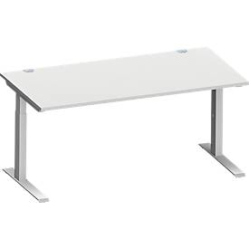 Schäfer Shop Genius MODENA FLEX bureau, C-poot rechthoekige buis, B 1600 x D 800 mm, aluminium lichtgrijs/wit