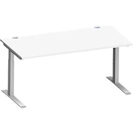 Schäfer Shop Genius MODENA FLEX bureau, C-voet rechthoekige buis, B 1600 x D 800 mm, wit/wit aluminium