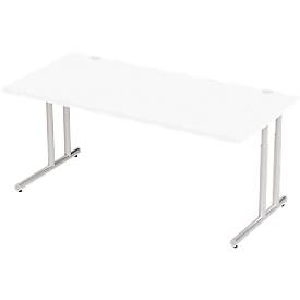 Schäfer Shop Select Desk COMBITEC, rechthoekig, C-poot, B 1800 x D 800 x H 677-817 mm, wit/wit aluminium