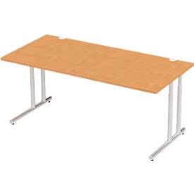 Schäfer Shop Select Desk COMBITEC, rechthoekig, C-poot, B 1800 x D 800 x H 677-817 mm, beuken/wit aluminium
