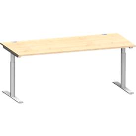 Schäfer Shop Genius MODENA FLEX bureau, T-poot ronde buis, B 1800 x D 800 mm, ahorn/wit aluminium