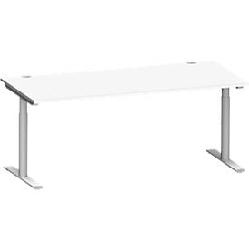 Schäfer Shop Genius bureau MODENA FLEX, T-poot ronde buis, B 1800 x D 800 mm, wit/wit aluminium