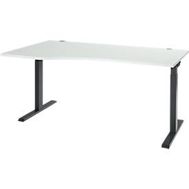 ERGO-T 2.0 tafel, vrije vorm, links aanbouw, T-voet, B 1800 x D 1000/800 x H 675-895 mm, lichtgrijs/antraciet