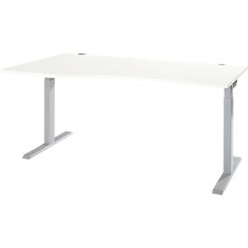 ERGO-T 2.0 bureautafel, vrije vorm, aanbouw links, T-voet, B 1800 x D 1000/800 x H 675-895 mm, alu wit/wit