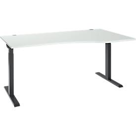 ERGO-T 2.0 tafel, vrije vorm, rechts aanbouw, T-voet, B 1800 x D 1000/800 x H 675-895 mm, lichtgrijs/antraciet