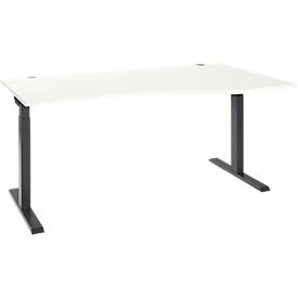 ERGO-T 2.0 tafel, vrije vorm, rechts aanbouw, T-voet, B 1800 x D 1000/800 x H 675-895 mm, wit/antraciet
