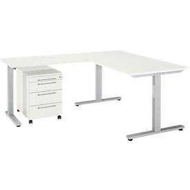 Schäfer Shop Select 3-delige kantoormeubelset Start Off bureau, rechthoekig, T-poot, B 1800 x D 800 x H 735 mm