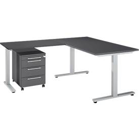 Schäfer Shop Select 3-delige kantoormeubelset Start Off bureau, rechthoekig, T-poot, B 1800 x D 800 x H 735 mm