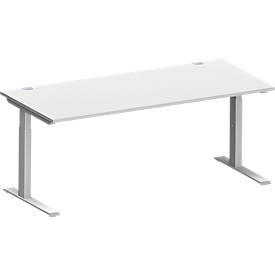 Schäfer Shop Genius MODENA FLEX bureau, C-poot rechthoekige buis, B 1800 x D 800 mm, aluminium lichtgrijs/wit