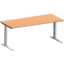 Schäfer Shop Genius bureau MODENA FLEX, C-voet rechthoekige buis, B 1800 x D 800 mm, beuken/wit aluminium