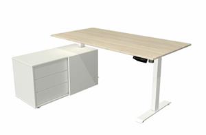 Kerkmann  Zit sta bureau Move-1 160x80cm naturel met witte poten en archiefkast