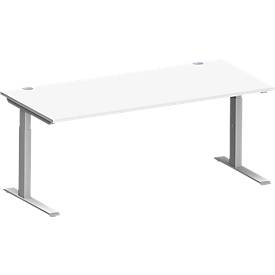 Schäfer Shop Genius MODENA FLEX bureau, C-poot rechthoekige buis, B 1800 x D 800 mm, wit/wit aluminium