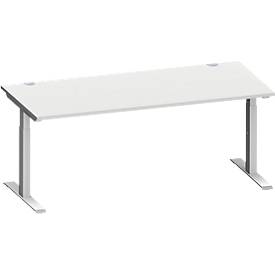 Schäfer Shop Genius bureau MODENA FLEX, rechthoekig, T-poot rechthoekige buis, B 1800 x D 800 x H 650-850 mm, lichtgrijs/wit aluminium