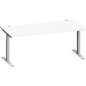 Schäfer Shop Genius bureau MODENA FLEX, rechthoekig, T-poot rechthoekige buis, B 1800 x D 800 x H 650-850 mm, wit/wit aluminium