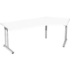 Hoekbureautafel 135° PALENQUE, C-poot, handmatig in hoogte verstelbaar, hoek rechts, B 2165 x D